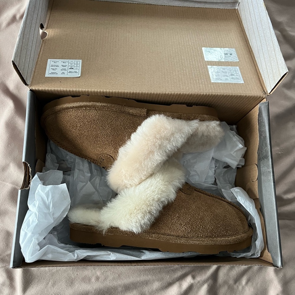 BearPaw Tan Shearling Slippers